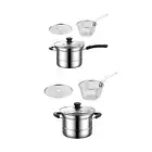 Stainless Steel Saucepan with Lid Strainer Basket for Spaghetti Noodles