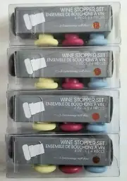 Lot 4 NEW Outset 4 Pc. Silicone Wine Stopper Set Assorted Color Chillware