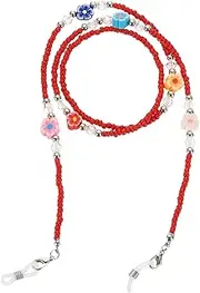 [uxcell] Beaded Glasses Chain, Flower Eyeglass Chain Eyewear Retainer Eyeglasses Strap Holder Around Neck Sunglasses Chains for Women Girls, Red