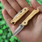 Mini Brass Folding Blade Knife Keychain Cutter Outdoor Travel Camping EDC Tool