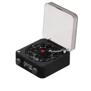 Bluetooth Speaker with Adjustable Ambient Lights,Music Player with 4 Modes,Vintage Record Model Players with Time (Black)