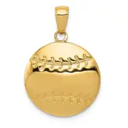 14k Yellow Gold Polished Baseball Charm