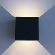 LED Up / Down Wall Light Weatherproof 6W Black Aluminium 4000K - VBLWL-302-4-40