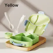 Yellow And Green Kids Bento Box with Dividers, Microwave Safe, Leak-Proof Lunch Box with Fork & Spoon - Eco-Friendly PP Plastic, Colorful, Leakproof Food Storage