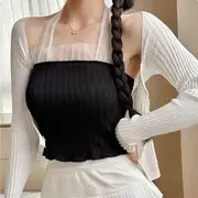 Mesh Bow Shirred Tube Top Black - One Size