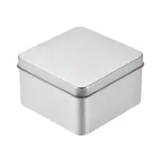 Metal Tin Box, 3.66" x 3.66" x 2.17" Tinplate Containers with Lids, Silver Tone
