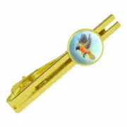 Baltimore Oriole Watercolor Bird Round Tie Bar Clip Clasp Tack Gold
