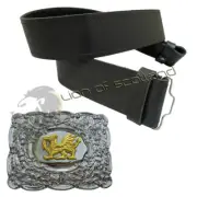 Real Leather Kilt Belt Buckle Plain Celtic Welsh Dragon Chrome Finish Thistle