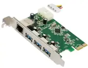 PCIe to 3xUSB 3.0 ports+1000M RJ45 Gigabit Ethernet Card PCI-E USB3.0 HUB+1G lan