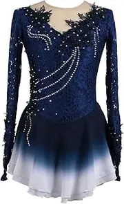 [Zagitova] Figure Skating Dress for Girls Gradient Competition Women Printing Dance Outfits with Shiny Rhinestone
