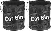 uxcell 2 Packs Car Trash Can 0.9 Gallon Foldable Oxford Cloth Garbage Organizer Portable Hanging Waterproof Truck Trash Bins for Van Automotive Vehicle Front Seat, Black