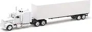 NewRay 15843 1:43 Trailer Kenworth W900 All White Diecast Vehicle, One Size, Long Haulter 1/43 Scale