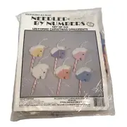 VTG Plastic Canvas Needlepoint Kit Set of 6 UNICORNS Christmas Candy Cane Topper