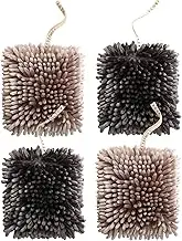4 Pack Chenille Hanging Hand Towel Balls Super Absorbent Microfiber Hand Towels Chenille Ball Soft Plush Quick-Drying Hand Towels with Hanging Loops for Bathroom Kitchen (Brown+Grey)