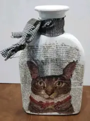 Decorative kitchen Bottle,vase, shabby chic, handmade decoupage,Chef Cat