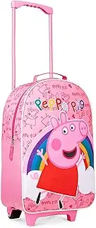 [Peppa Pig] Kids Suitcase for Girls Foldable Trolley Hand Luggage Bag Carry On Travel Bag with Wheels Cabin Bag Wheeled Bag with Handle Trolley Suitcase for Kids, Pink, One Size, Cabin Bag