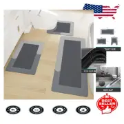 Luxurious 3-Piece Bath Mat and Toilet Rug Set - Grey Non-Slip & Quick Dry Design