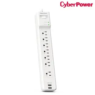 【CyberPower】防突波7插座2USB充電延長線(P0718UB0-TW)