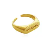 Culturesse Merci 2cm Sterling Silver Adjustable Link Open Ring 18K Gold Plating