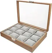 12-slot Watch Case Wooden Watch Box Display Tray With Pillow (D) FANDIAO