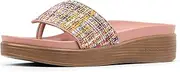 [Donald J Pliner] Women's Fifi Slide Sandals, Women's Summer Sandals, Women’s Shoes, Comfortable Open-Toe Casual Flats, Multi - Brocade, 7