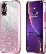 [BEEJTUNY] Mobile Phone Case for Oppo A78 5G / Oppo A58 5G / Oppo A58X, Soft and Beautiful Case with Glitter Sticker, Transparent Bumper Case, Stylish Shockproof Case, Pink