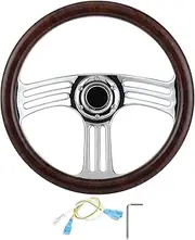 vintage 350mm/14in dark wood grip 6-bolt 3-spoke steering wheel