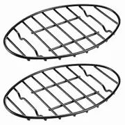 2 Pack Oval Roasting Rack - 12 Inch Black Cooling Rack with Integrated Feet,Nonstick -for Roasting Pan,Great for Basting