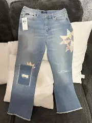 Polo Ralph Lauren Girls Patchwork Wide Leg Jeans Size 16 Brand New Free Shipping