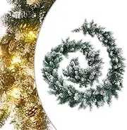 Christmas Garland with LED Lights Green 5.2 m PVC Holiday Decor Home Decoration