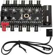 10-Port PWM Fan Hub - 12V 4-Pin PC Chassis Fan Controller | Supports 10 Fans Simultaneously | CPU Cooling Fan Splitter with RPM Detection | 40cm Sleeved Cable
