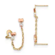 Madi K Kid's Earrings 14k Two-tone Post with Chain Heart, 0.51 gram
