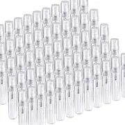 FANDAMEI 60 Pack 3ml Mini Clear Plastic Spray Bottle Empty Cute Perfume Atomizer for Cleaning, Travel, Essential Oils, Perfume
