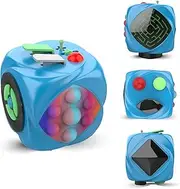HILUDEER Fidget Toy Cube Fidget Toys Adults, Travel Toys for Kids 8-12, Anxiety Relief Item Stress Relief Fidgette Toy , Quiet Sensory Toys Pop for 5 6 7 9 10 11 Years Old Boy Girl (Blue)