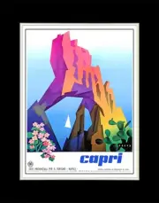 1954 Capri Provincial Tourism Agency Naples - Matted for 11x14 Frame