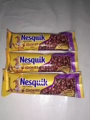 3 x Nestle Nesquik Breakfast Cereal Chocolate Snack Bar With Cookies 15g