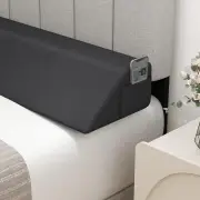 CostwayBed Wedge Pillow for Headboard Gap with 2 Storage Pockets-Grey-Full