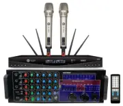 2500W Karaoke Power Amplifier Mixer + UHF Digital Wireless Microphones