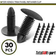 30Pcs Trim Panel Retainer Clip Single Head Type for Honda 7.5mm Stem Black Nylon