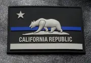 California CA State Flag thin blue line Police Swat Hook Patch (3D-PVC Rubber)