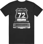 1972 Chevy C10 Pickup Truck Front View with Highway Sign T Shirt 1 XL