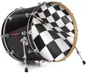 Decal Skin FITS 22" Bass Kick Drum Checkered Flag HEAD NOT INCLUDED