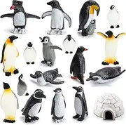 ONEST 18 Pieces Mini Penguin Animals Toys Set Penguin Figurines Set Plastic Arctic Penguin Toy Animal Small Penguin Kids Birthday Gift, Black White