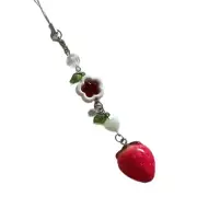 Delightful Strawberry Bag Phone Charm Fashionable Strawberry Beaded Keychain