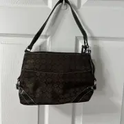 Nine West Tote Bag Med Brown Black Geometric Mocha Logo~ NWT