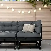 Corner Sofa with Cushions Black Solid Wood Pine