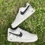 Nike Air Force 1 Custom Sneaker Black Drip Swoosh Shoes Men Women Kids All Sizes