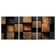 3pcs Featuring Dark Textured Wooden Blocks Print 100% Australian Made 3 x 40x60cm (Metal Print)