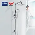 Chrome Round 8'' Ultrathin Shower Head Sliding Rail Handheld Spray Diverter Set