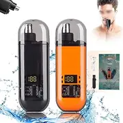 2024 New Pikapipy Nose Hair Trimmer With Digital Display, IPX7 Waterproof Portable 2 in 1 Nasal Hair Cutter, Rechargeable (2 SET-A)